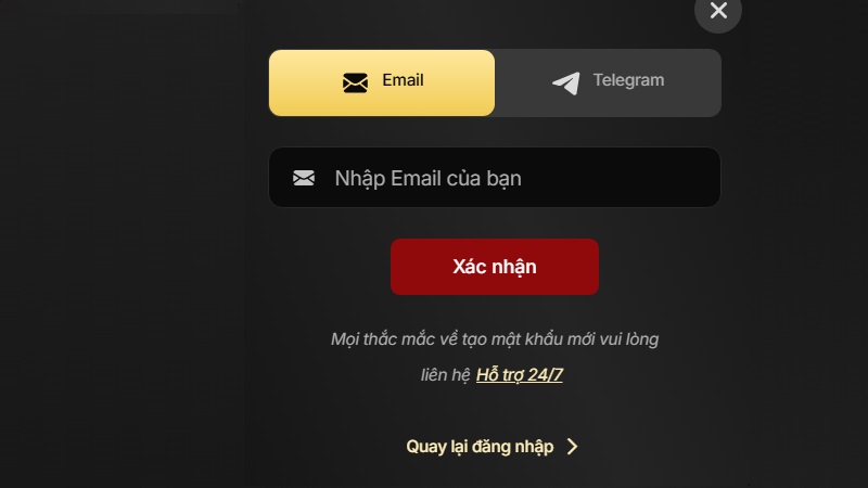 Cách lấy lại tài khoản khi quên mật khẩu đăng nhập Vibet
