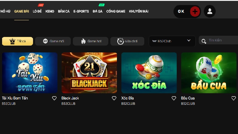 B52 Club nhà cung cấp game bài Vibet đẳng cấp