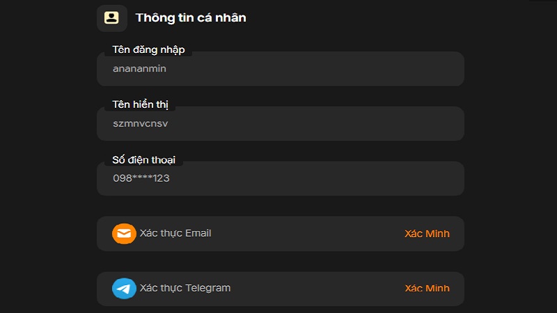 Xác nhận đăng ký Vibet thành công